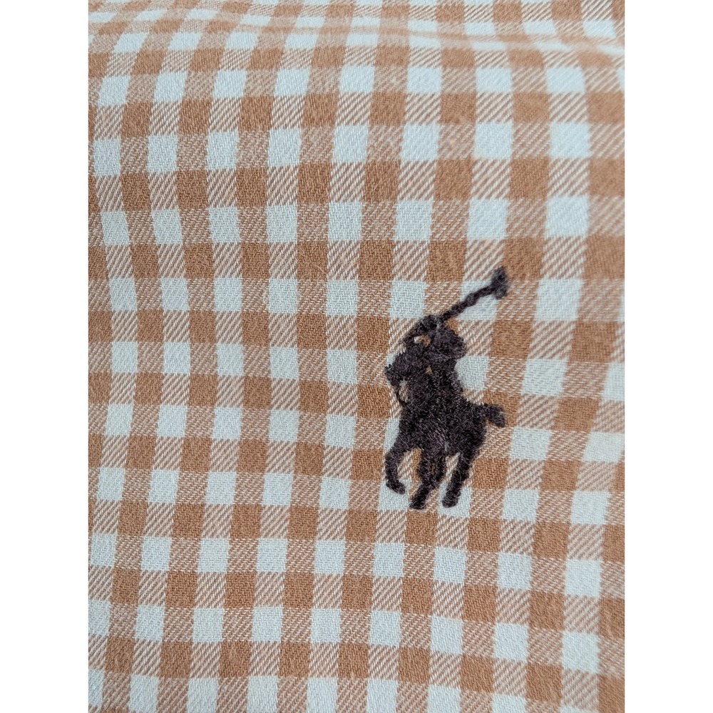 Ralph Lauren Mens XL Classic Fit Tan Gingham Plaid Button Down Shirt Long Sleeve - Picture 6 of 9